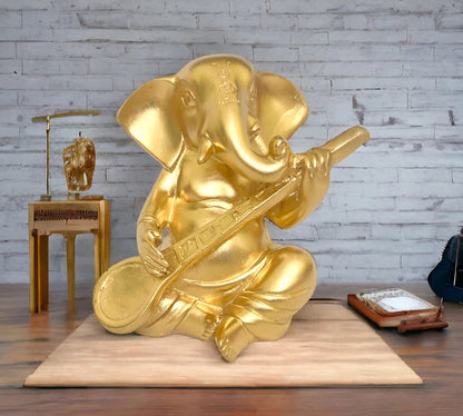 Golden Lord Ganesh Playing Guitar Size 4 Inch