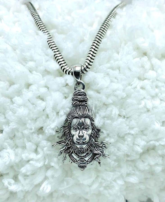 Pure Silver Mahabali Hanuman Face Pendent