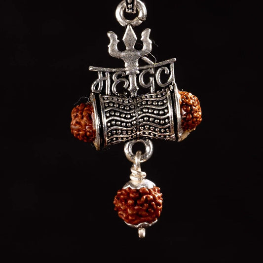 Rudraksha Silver with Trishul Mahadev and Damru